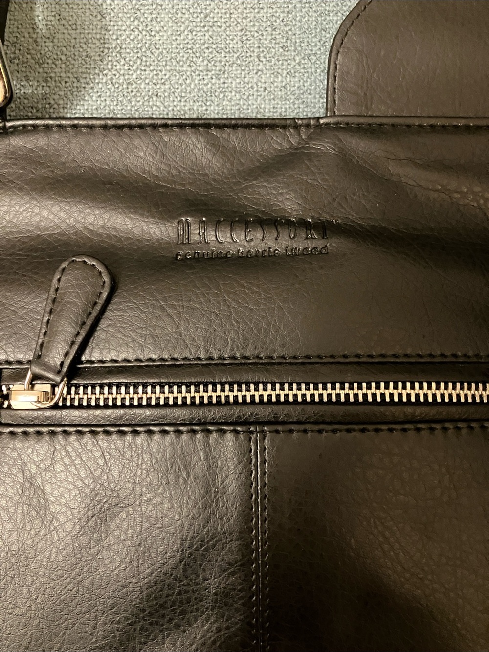 Herringbone Tweed Crossbody Bag with Black Leather Trim - Brown/Black - Picture 5 of 12